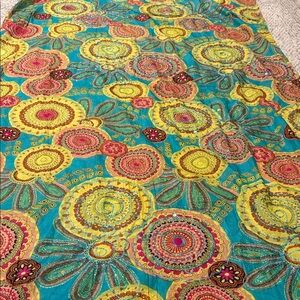 Vintage Jackpot Boho Lagenlook Paisley Scarf with Silver Thread 40x70